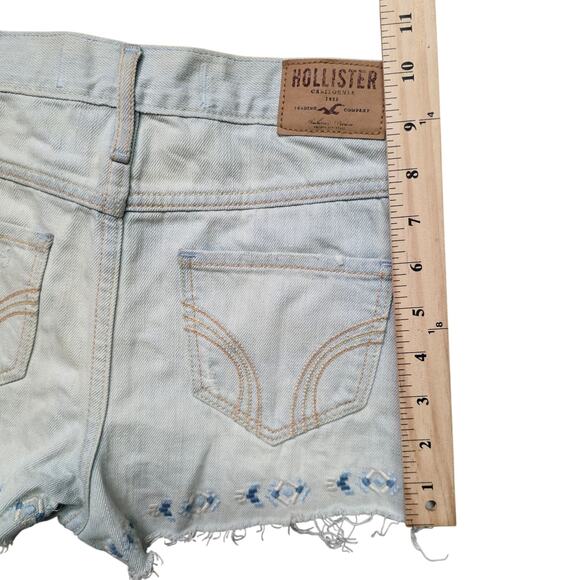 Hollister Cut Off Shorts Women 0/24 Olive Distressed Denim - Picture 7 of 7